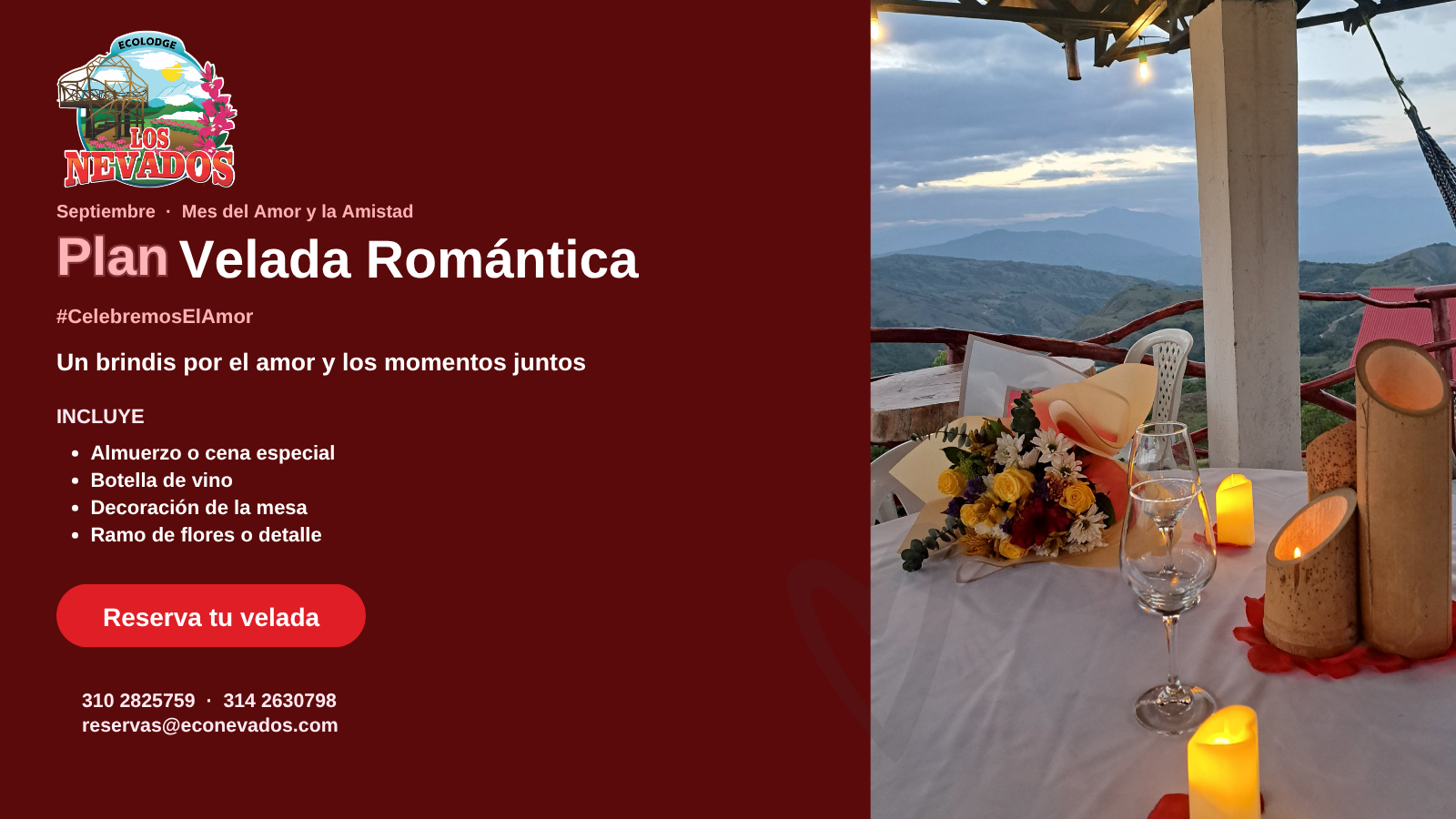 Plan Cena Romántica - Los Nevados Ecolodge - $170.000 COP